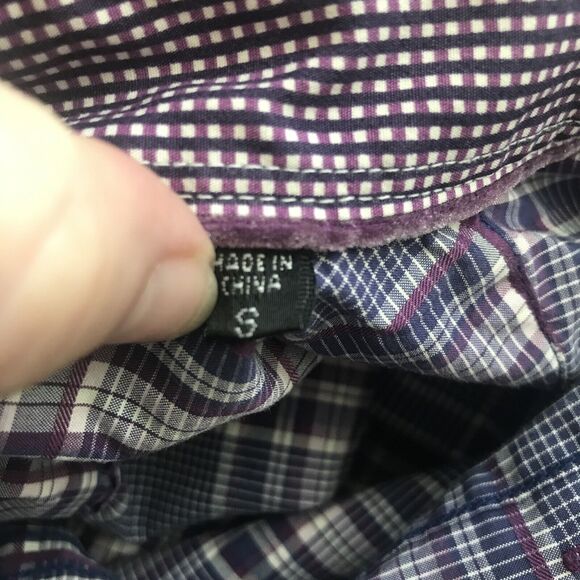 Bugatchi Uomo Shirt Mens Small Purple White Plaid Button Up Long Sleeve Cotton - Picture 6 of 11